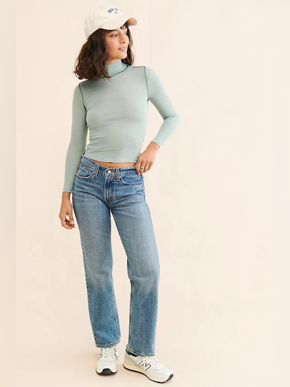 Madewell Semi-Sheer Mockneck Long Sleeve Tee Sage Green Size XXS‎ Viscose